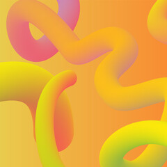 abstract background with blue fluid and liquid shapes futuristic banner design in a modern style, curved 3D lines in yellow and orange gradient colors