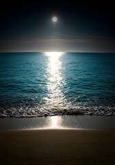 Moonlit Path: The Ocean&rsquo;s Glow Leading to Shore