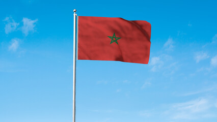 High detailed flag of Morocco. National Morocco flag. Africa. 3D Render.