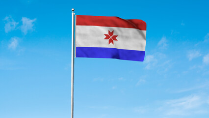 High detailed flag of Mordovia. National Mordovia flag. 3D illustration.