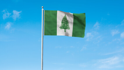 High detailed flag of Norfolk Island. National Norfolk Island flag. 3D illustration.