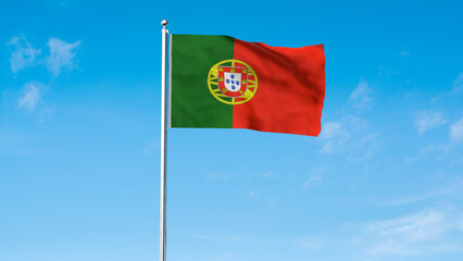 High detailed flag of Portugal. National Portugal flag. Africa. Europe. 3D illustration.