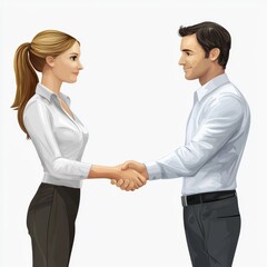 Business professionals engaging in handshake representing partnership and collaboration in corporate environment