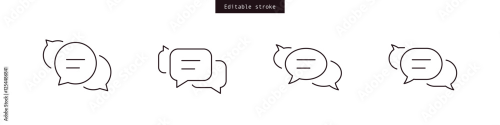 Poster Chat speech bubble icon symbol chat message icons - talk message Bubble chat speech text box icon , social media communication background concept. vector outline editable stroke