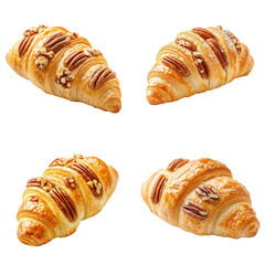 Croissant with pecans isolate on white background Collection Png.