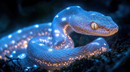Fototapeta premium Glowing Night Snake Forest Habitat Wildlife