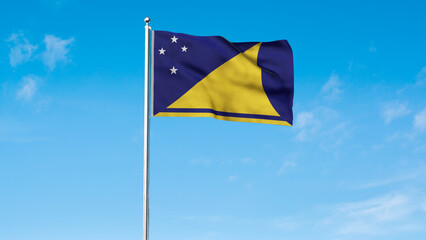 High detailed flag of Tokelau. National Tokelau flag. 3D illustration.