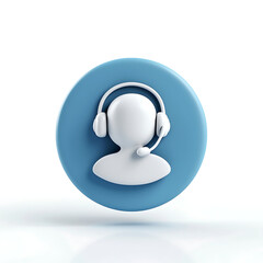 3D icon of a person wearing a headset, within a blue circle, isolated on white. Represents customer service, support, or call center. Clean and modern design, suitable for websites and applications.

