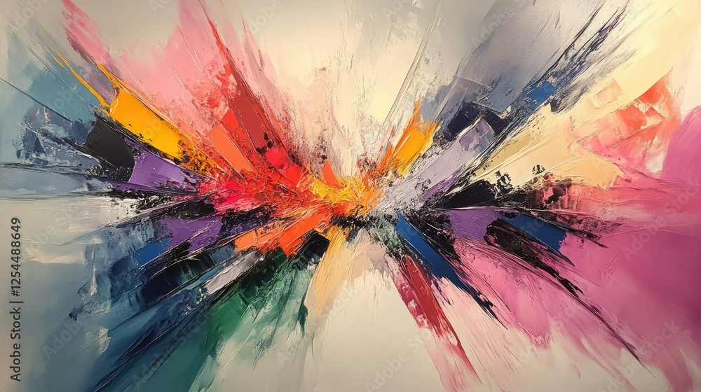 Poster abstract colorful explosion art with dynamic brush strokes