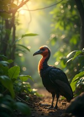 Fototapeta premium Majestic Bird in the Heart of a Tropical Forest – A Vibrant Wildlife Scene