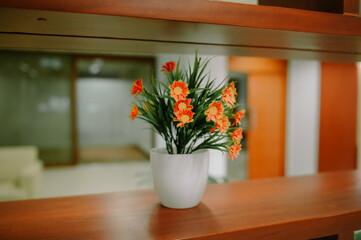Orange Flowers on Shelf