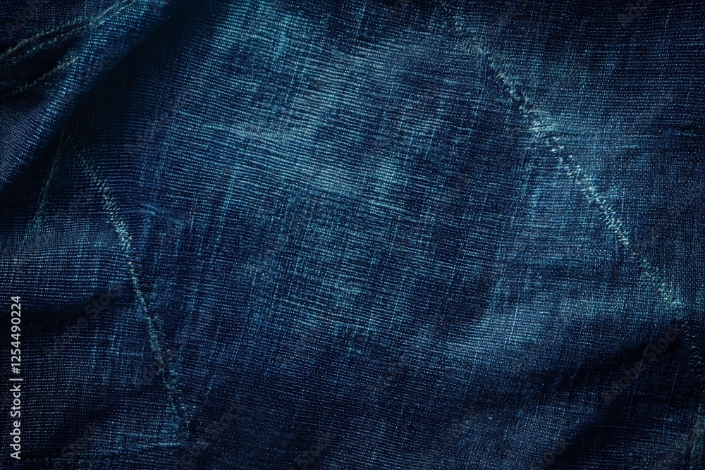 Poster deep indigo denim texture: a close-up shot reveals the rich texture and deep indigo color of a denim
