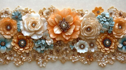 Fototapeta premium Elegant Embellished Floral Arrangement In Pastel Hues