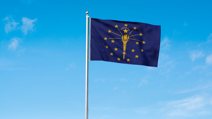 High detailed flag of Indiana. Indiana state flag, National Indiana flag. Flag of state Indiana. USA. America. Green background. 3D render. 3D Illustration