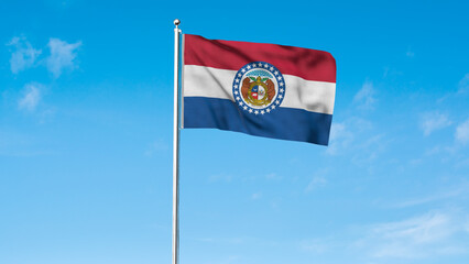 High detailed flag of Missouri. Missouri state flag, National Missouri flag. Flag of state Missouri. USA. America. 3D Illustration