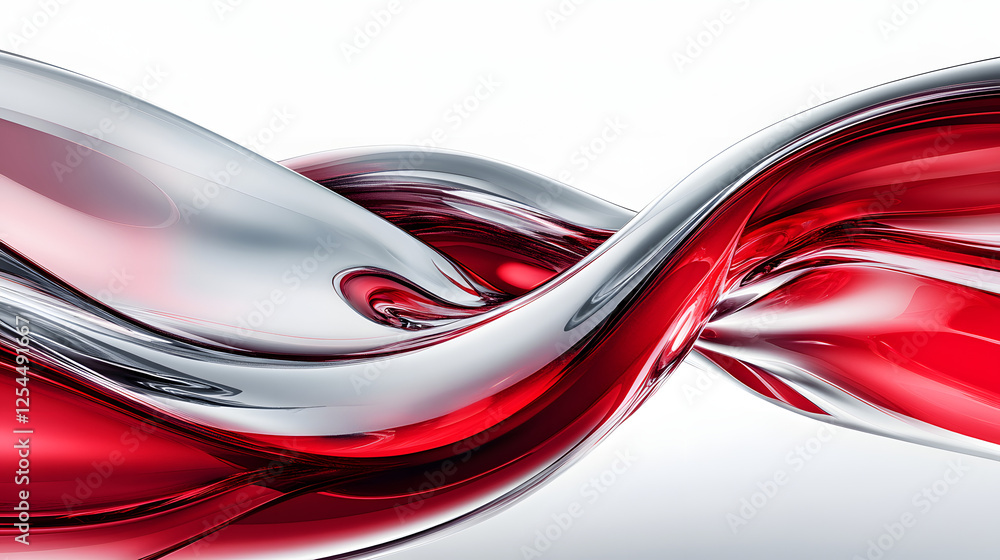 Poster red and white liquid wave blending together in an abstract artistic display with a celestial feel