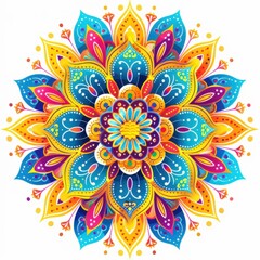 Vibrant Colorful Mandala Design with Intricate Floral Patterns