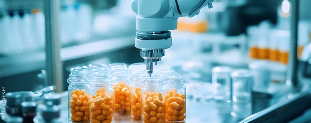 Poster a robotic arm efficiently processes food items in a modern manufacturing facility, showcasing advanc