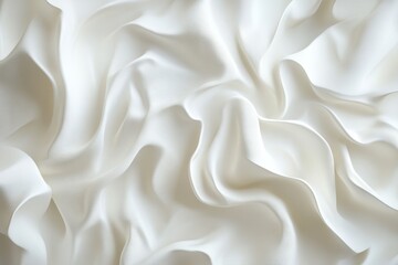 Fototapeta premium Elegant white silk fabric with soft folds and waves.
