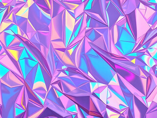 Holographic Foil Texture: An abstract image showcasing iridescent holographic foil with vibrant purple, pink, and blue hues, creating a dynamic and textured background.