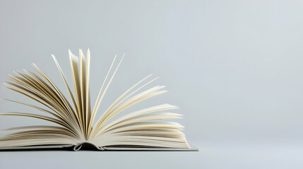 Fototapeta premium Open Book with Detailed Pages on Neutral Background