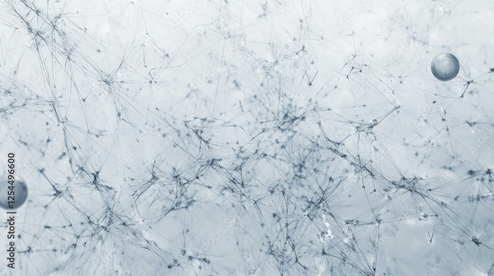 Poster abstract network design with thin lines and spheres on light background