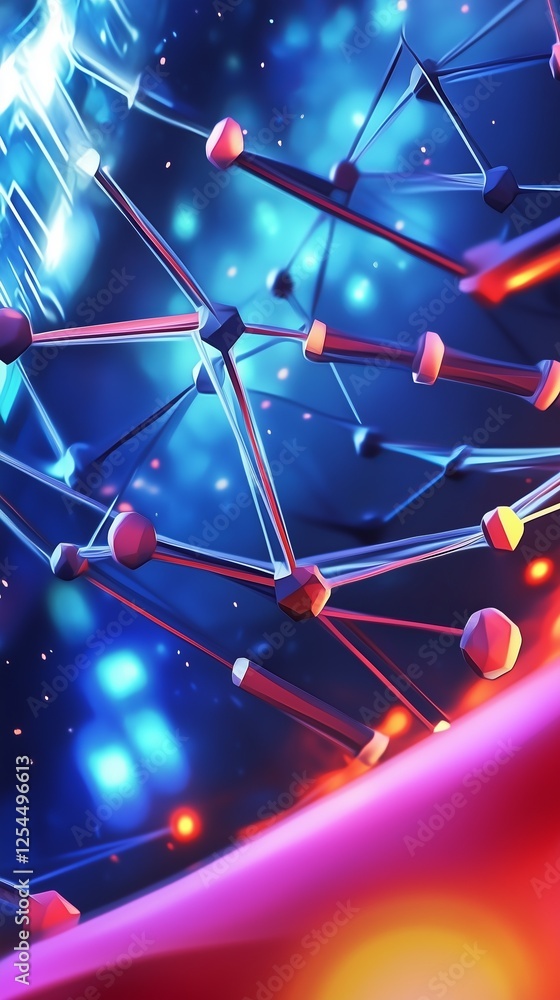 Poster abstract network of lines and connections in motion