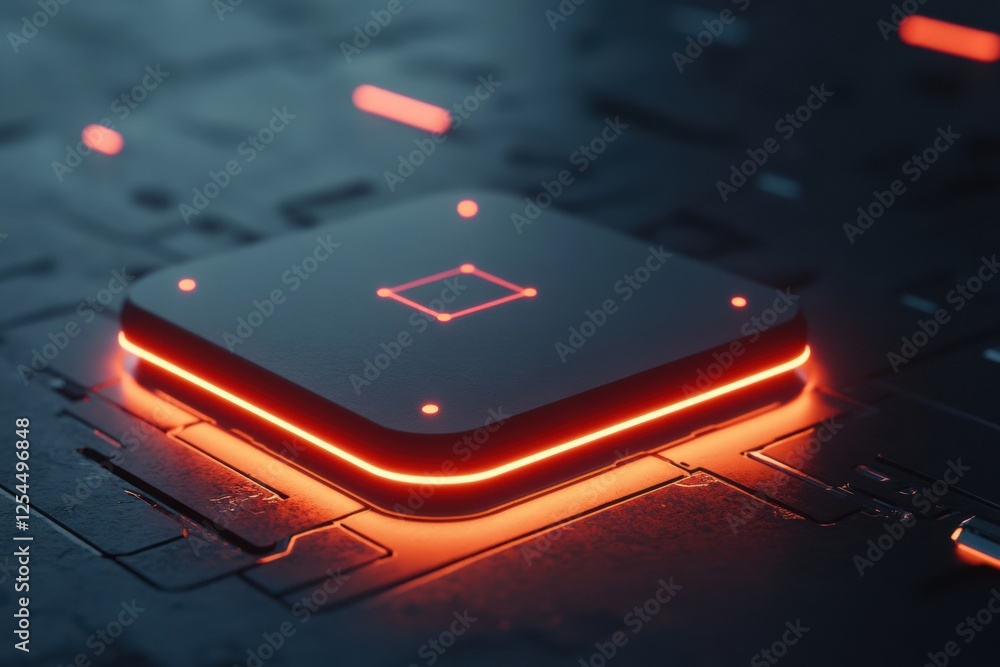 Aufkleber Microchip with illuminated design showcasing advanced technology in digital environment. Generative AI