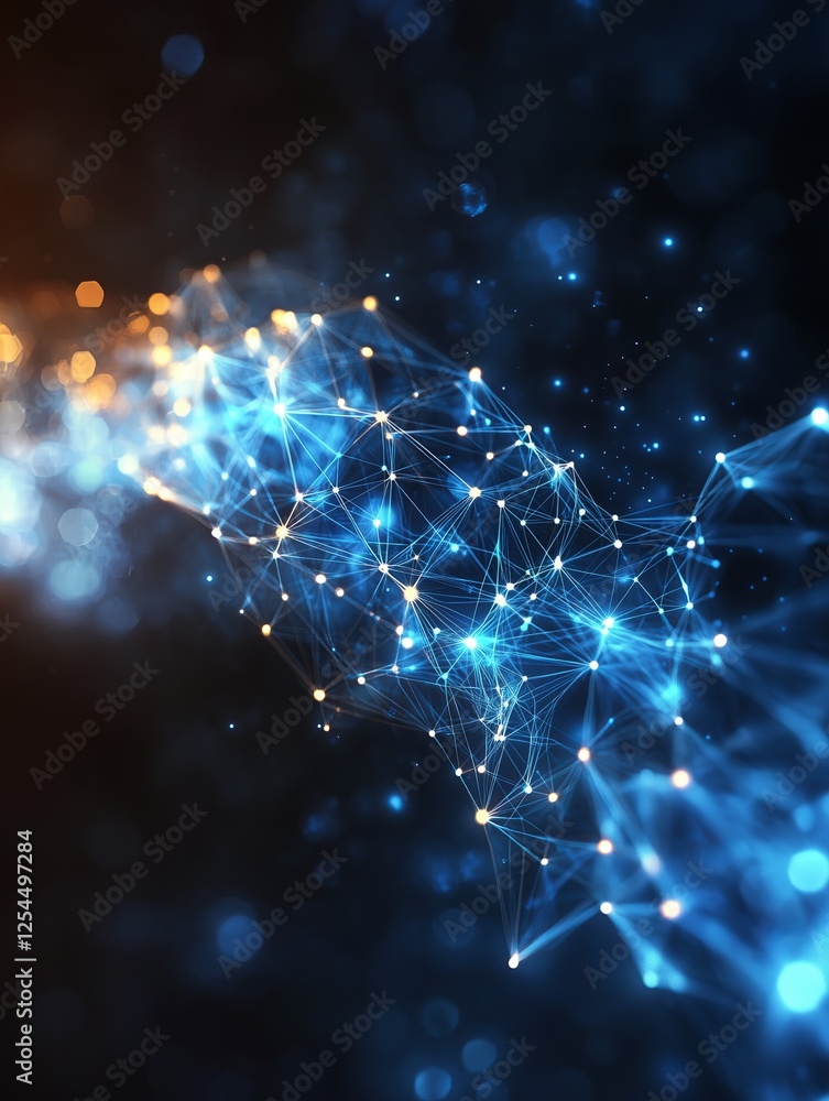 Aufkleber abstract network of interconnected glowing lines