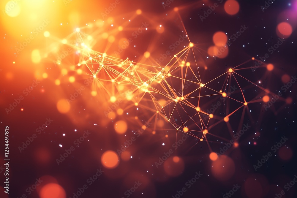 Aufkleber glowing network of interconnected lines and nodes