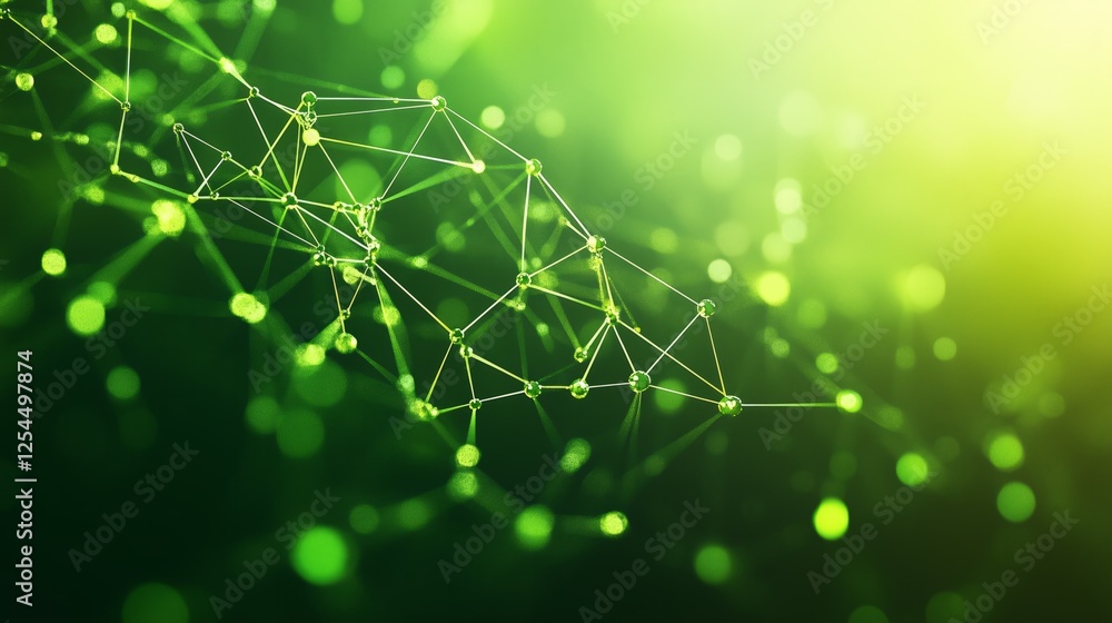 Poster abstract network of glowing green lines and nodes