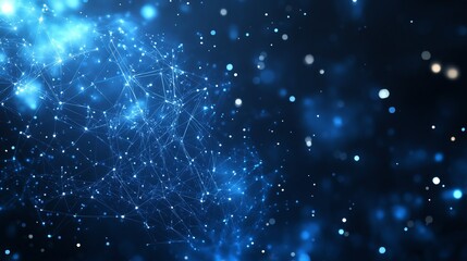 Abstract Network of Glowing Blue Lines and Dots