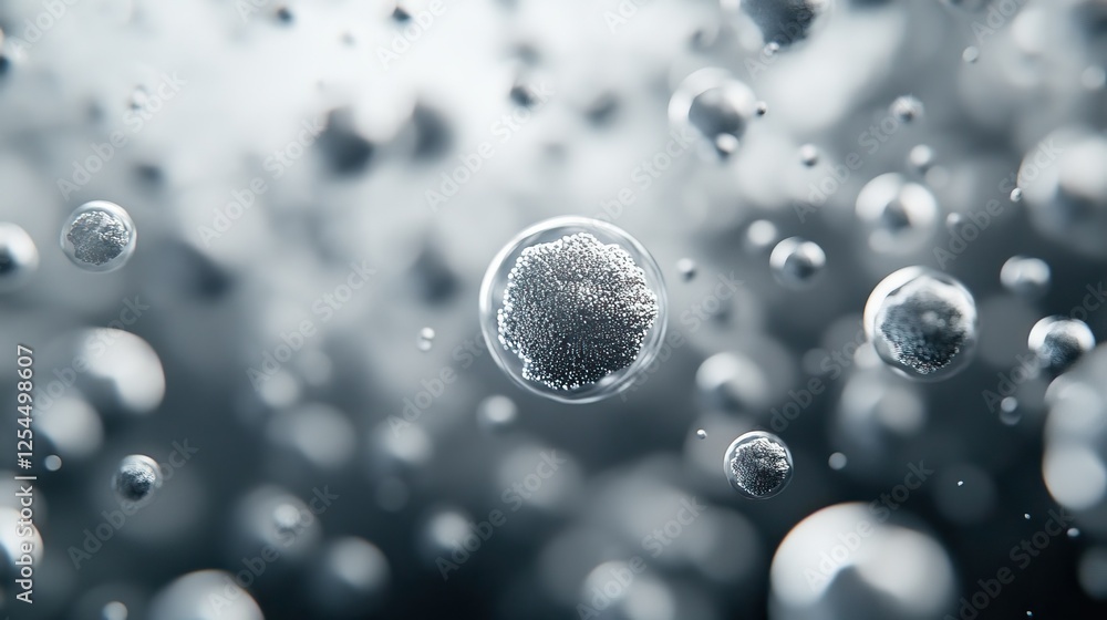 Aufkleber abstract representation of floating bubbles and microorganisms in water