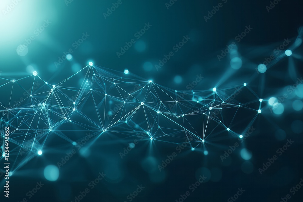 Aufkleber network of lines connecting glowing dots forming abstract background