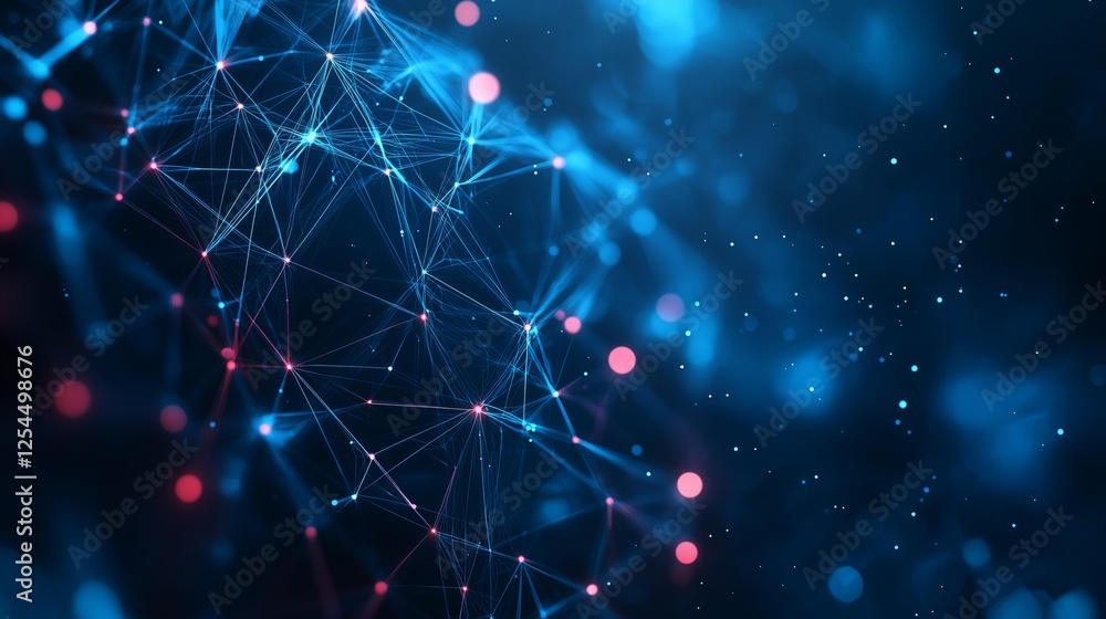 Aufkleber network of lines connecting glowing dots forming abstract background