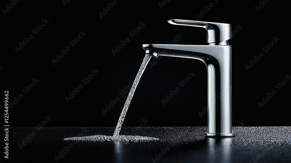 Poster modern chrome faucet with sleek curves and flowing water creates stylish and functional addition to 