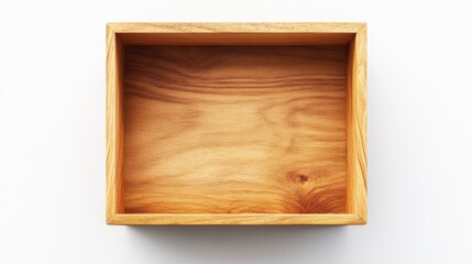 Minimalist Wooden Food Box on White Background for Product Display and Design Concepts