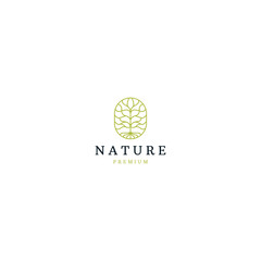 Nature tree with line art style logo icon design template flat vector