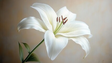 Obraz premium A Single White Lily Flower in Elegant Display