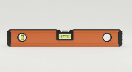 Orange Level Tool Centered on White Background for Carpentry Projects