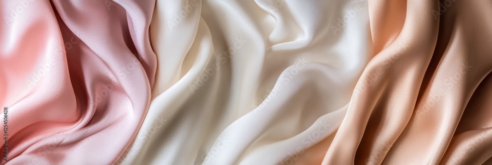 Aufkleber flowing silk fabrics in elegant tones with soft lighting on a neutral background for creative projec