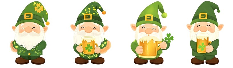 Naklejka premium St. Patrick’s Day Gnomes illustration cut out transparent isolated on white background