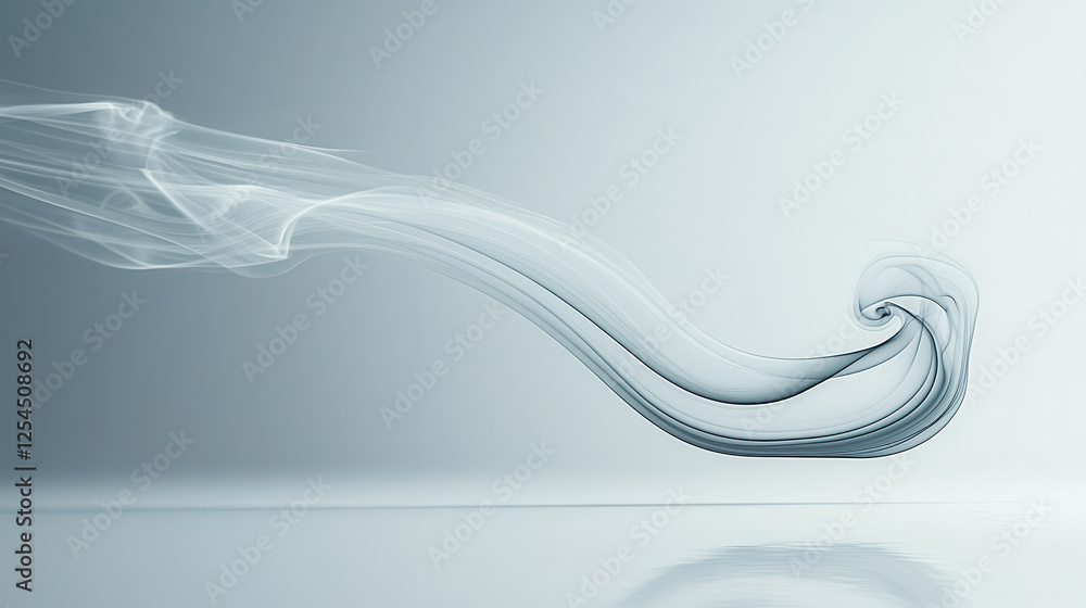 Poster Dramatic close up of curling smoke patterns creating soft, glowing effects. ethereal quality of smoke adds sense of tranquility and elegance to composition