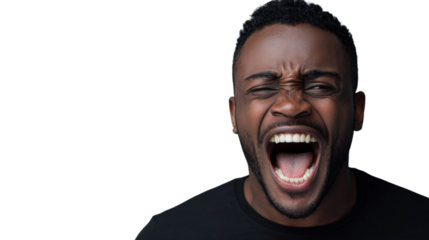 Angry man shouting with a transparent background