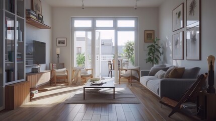Fototapeta premium Modern Living Room with Balcony