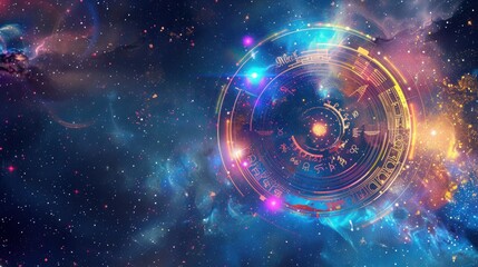 Obraz premium Cosmic Wheel of Zodiac Signs