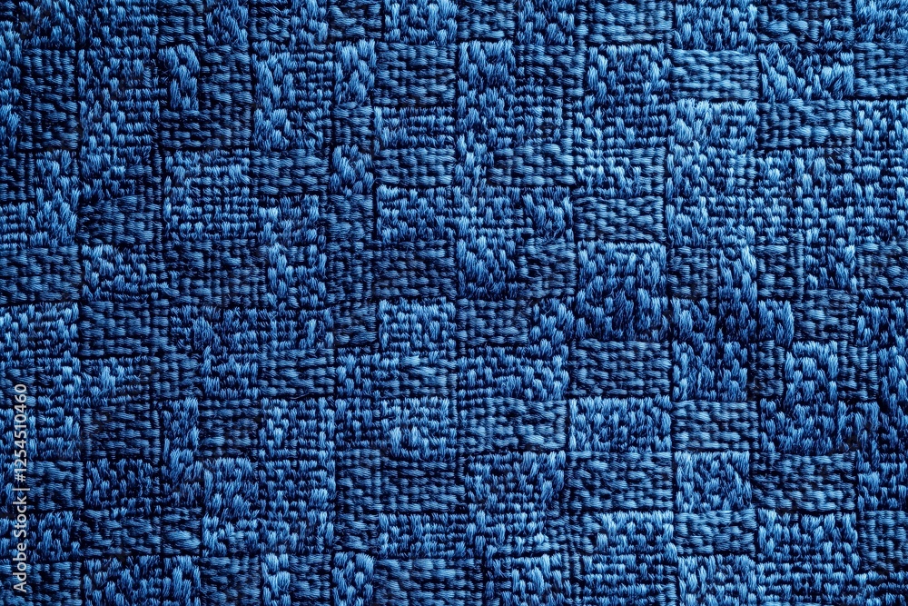 Poster deep blue texture: a captivating close-up shot of a deep blue fabric, the textured weave creating a 