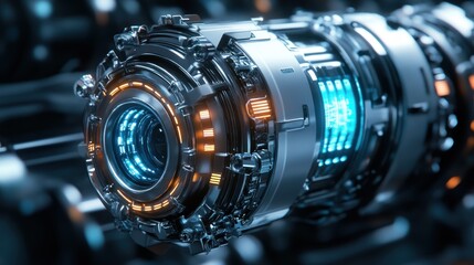 Futuristic Technology: A Close-up of a Sleek and Powerful Machine