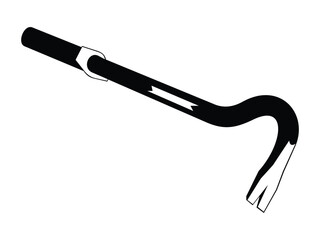 Black and white silhouette of a crowbar or pry bar tool with a curved end and handle