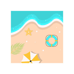 Tropical Beach Background in Cartoon Design. Vector Illustration.